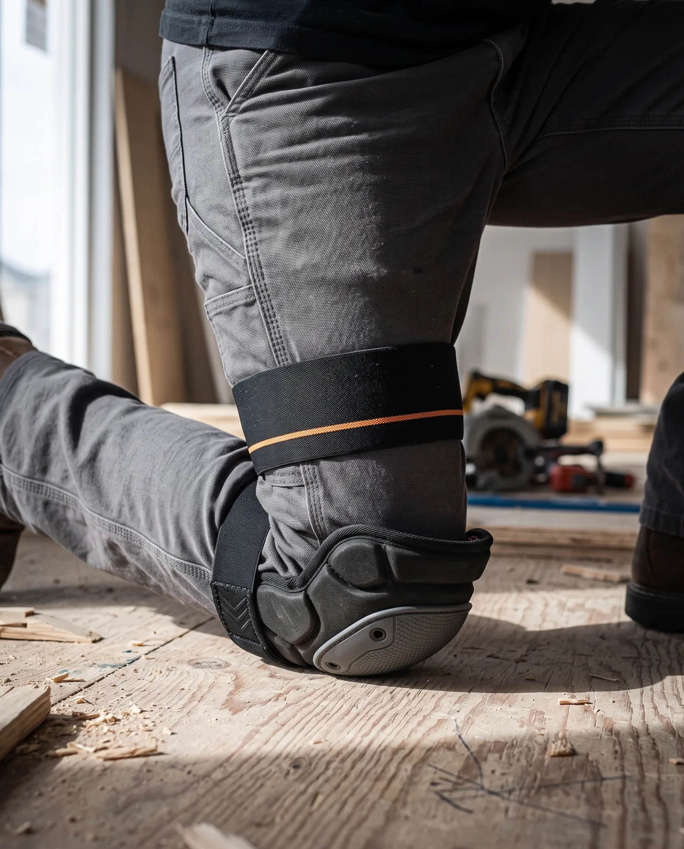 STAYPUT knee pad on a kneeling tradesman